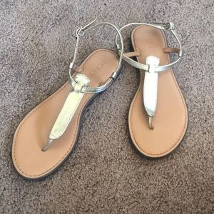 J. Crew gold sandals gently used
